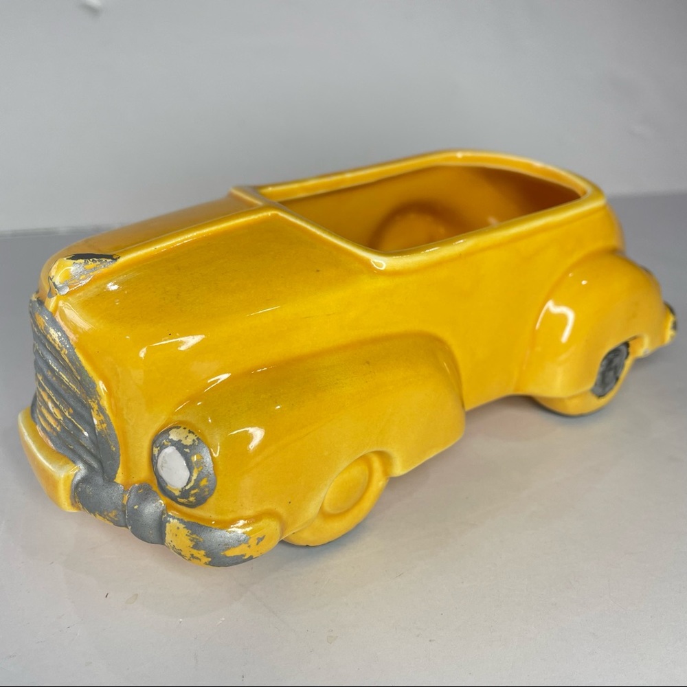 Vintage Yellow Pedal NYC Taxi Car Planter Ceramic Kitschy Curio Cab